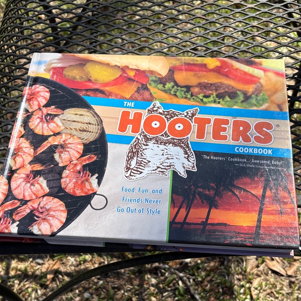 Hooters Cookbook with Vibrant Orange and Blue Cover